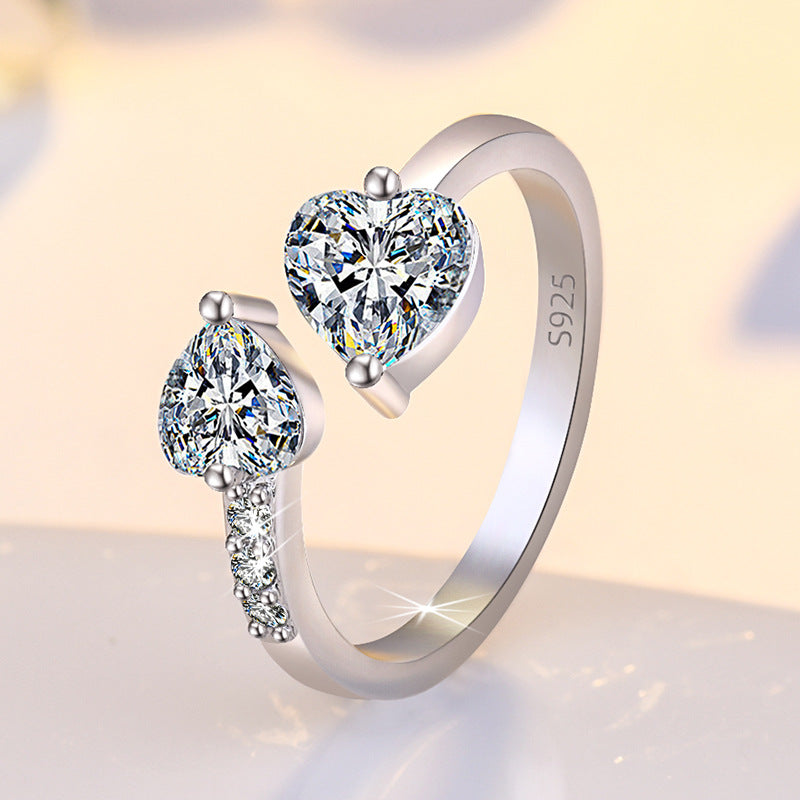 Women's Style Affordable Luxury Fashion Loose Mouth Full Diamond Open Love Ring