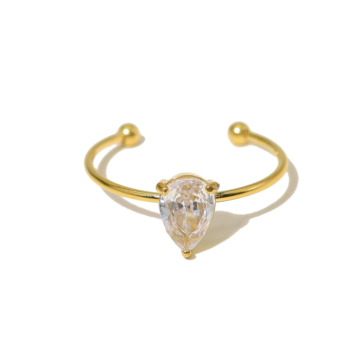 Women's Stainless Steel Inlaid Emerald Zircon Gold Rings