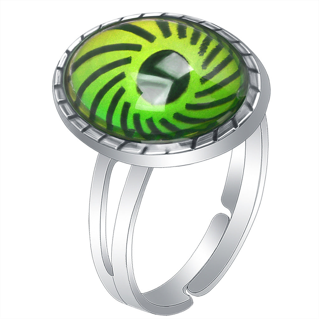Women's Retro Oval Round Gem Temperature Change Adjustable Ring
