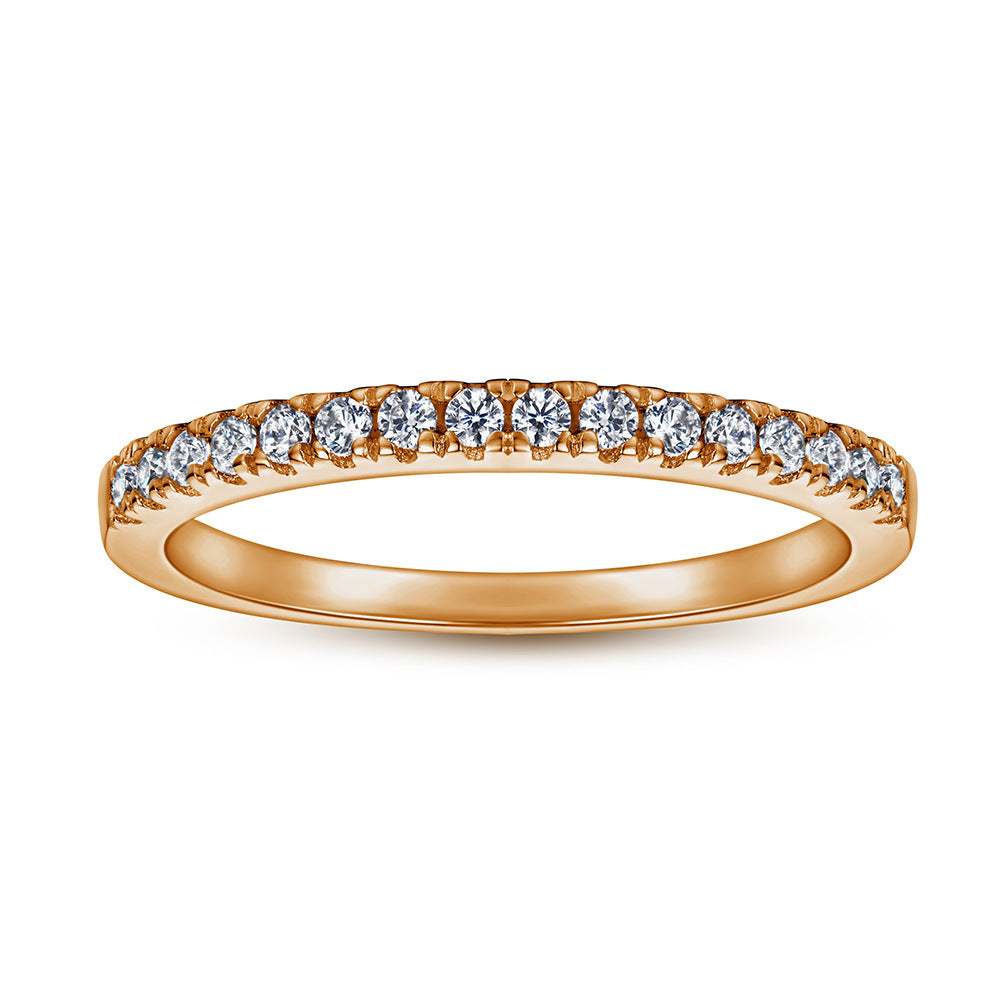 Women's Sier Little Finger Over Row Diamond Simple Rings