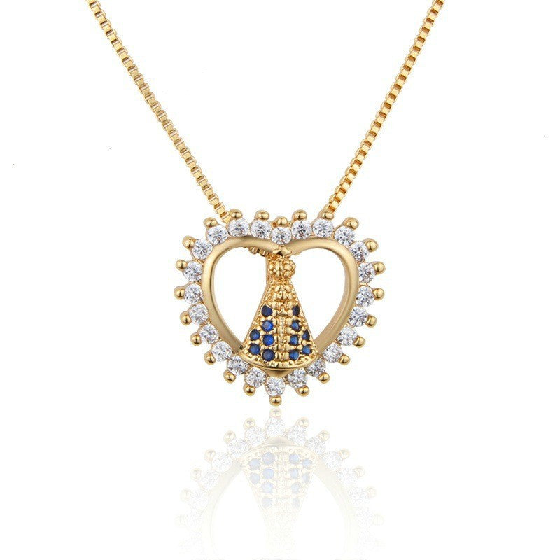Fashionable Golden Hollow Gold Inlaid Zircon Lace Necklace
