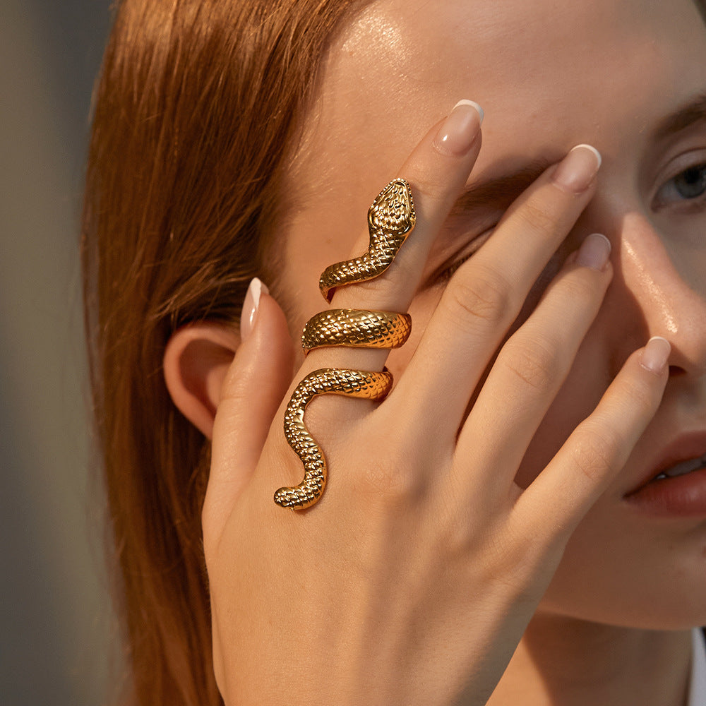 Men's Long Cool Handsome Serpentine Punk Snake-shaped Animal Retro Rings