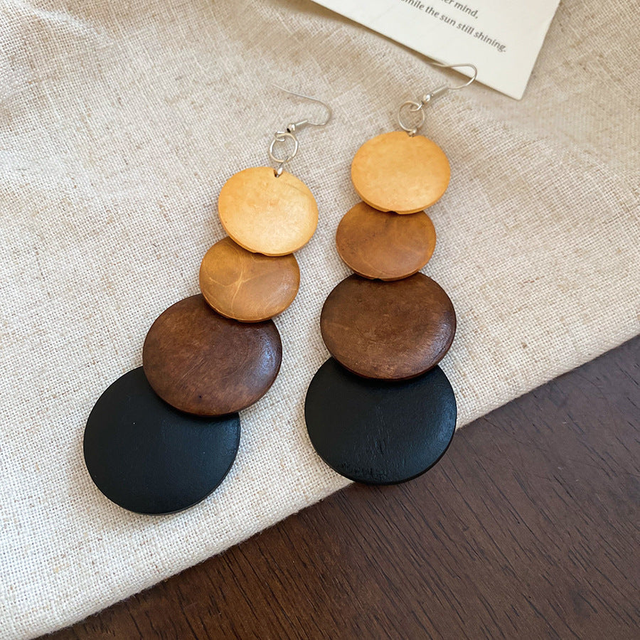 Wood In The Forest Retro Tassel Rings