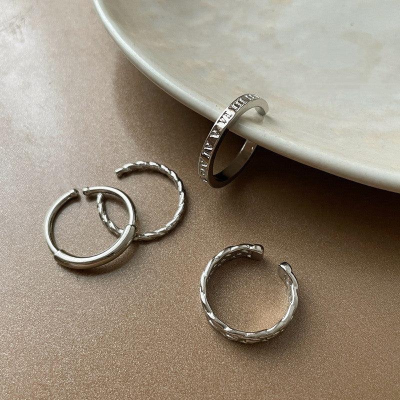 Cold Style Simple Suit Combination Female Opening Adjustable Index Finger Ring