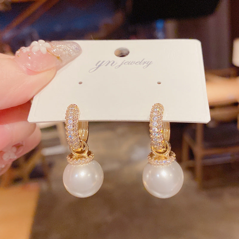 Inlaid Zircon Pearl Clip Exquisite Fashion Petite Ear Buckle