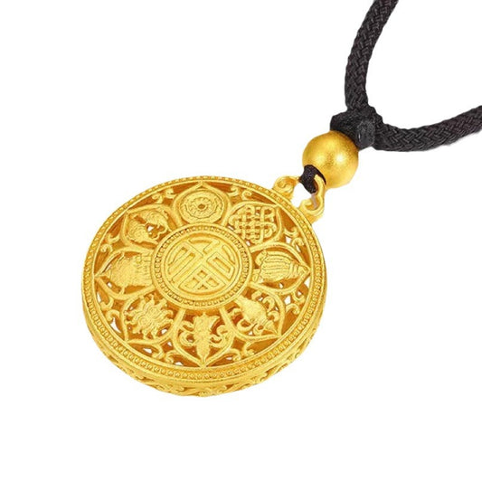 Eight Treasures Compass Hollow Lotus Brass Necklaces