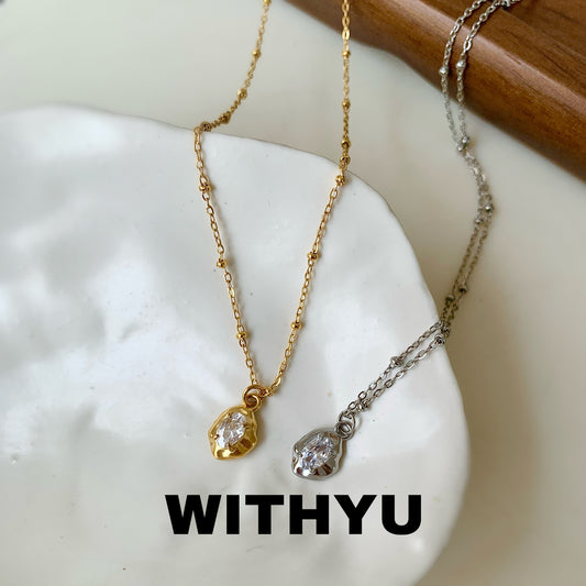 Zircon Rhinestone With Yu Daily Titanium Necklaces