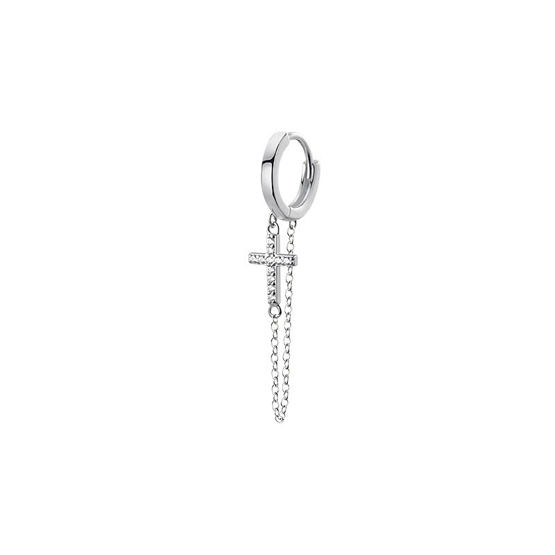 Selection Blue Diamond Cross Clip Personality Fashion Cool Korean Style Ear Buckle