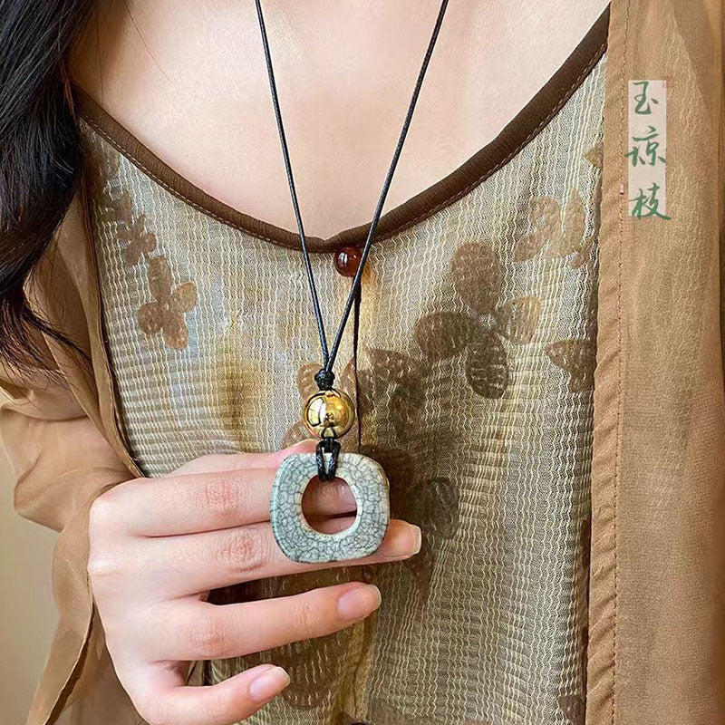 Women's Long Feather Retro Ethnic Personality Sweater Necklaces