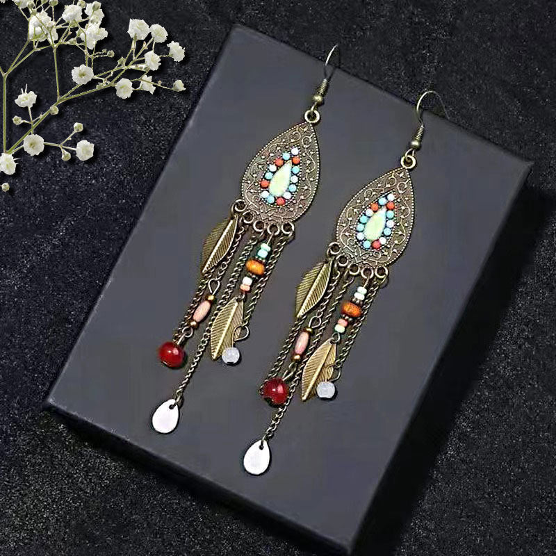 Ethnic Style Long Fringe Exotic Holiday Trip Earrings