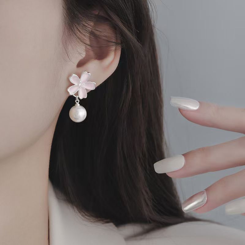 Cherry Blossom Pink Pearl Good-looking Minority Design Light Luxury Fashionable Rings