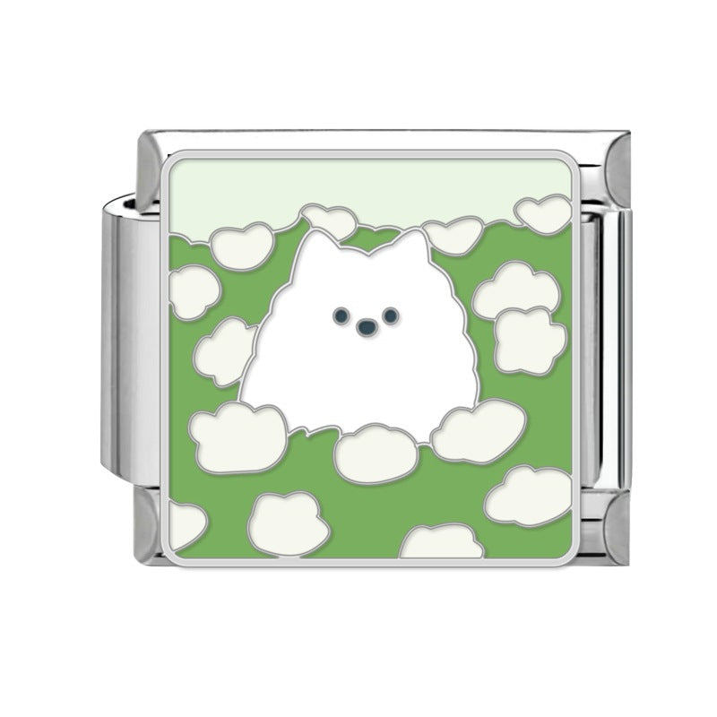 Cute Pet Dog Italian Module Stainless Steel Bracelet