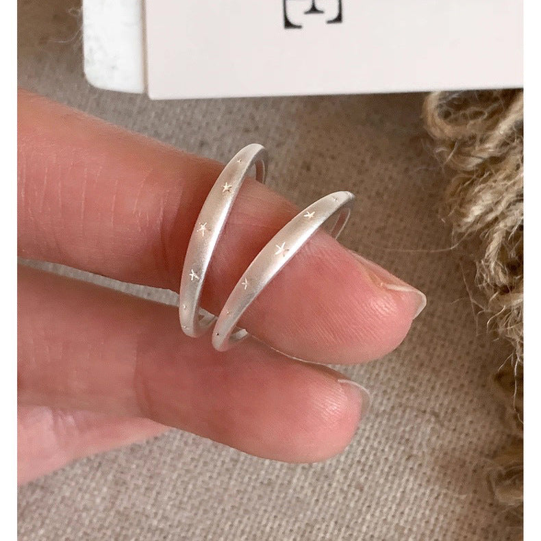 Women's Korean Style Matte Pentagram Simple Advanced Open Adjustable Index Rings