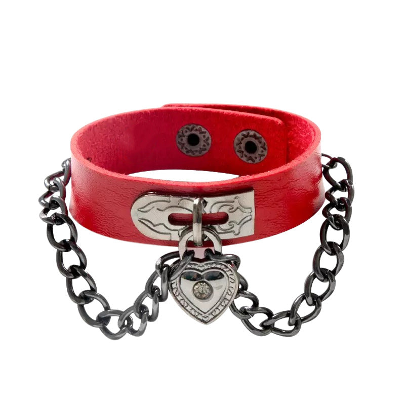Peach Heart Lock Chain Personality Trend Bracelets