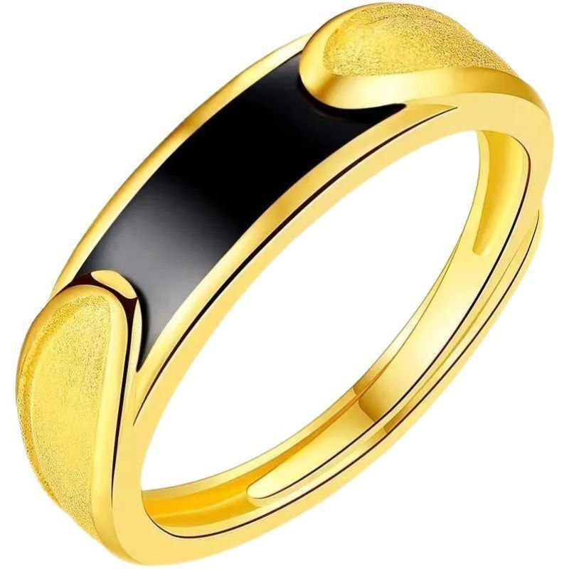 Women's & Men's Placer Gold Simulation Inlaid With Jade For Stylish Rings