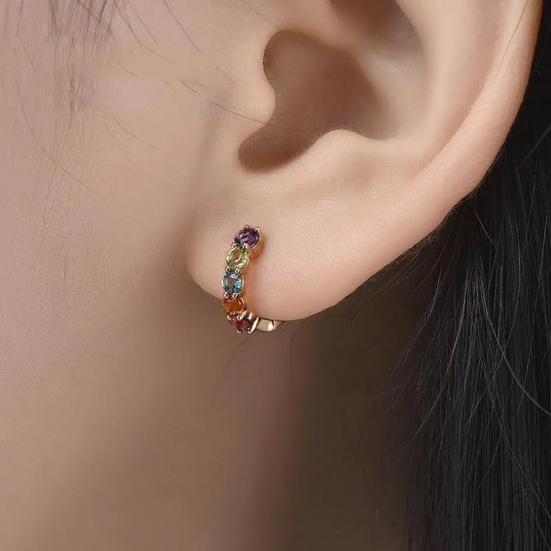 Color Crystal Zircon Face Slimming Clip French Rings