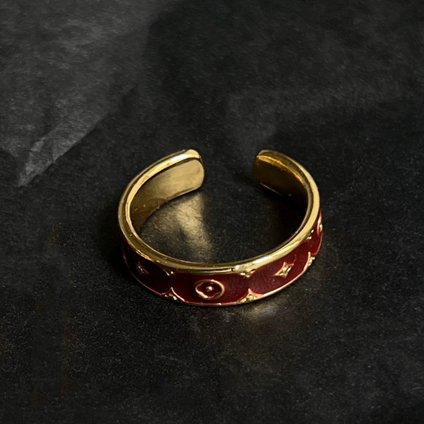 Women's Red Drip Glazed Flower-de-luce Light Luxury High-grade Cross Index Finger Rings