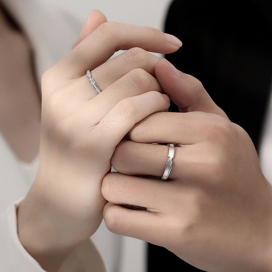 White Dews Couple Design Simple Wedding Rings