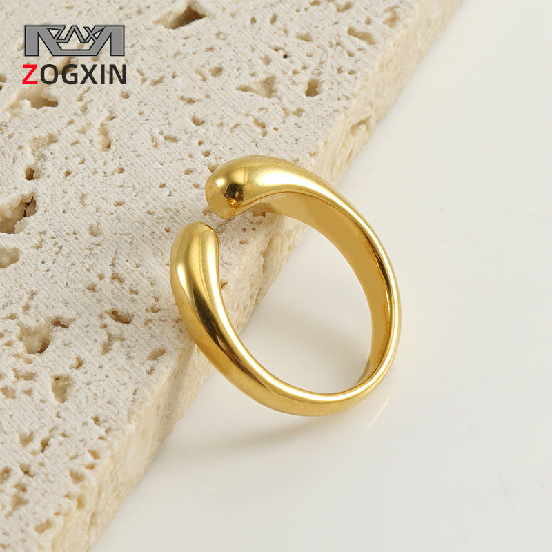 Women's Steel Fashion Open-end Personality Titanium Gold Rings