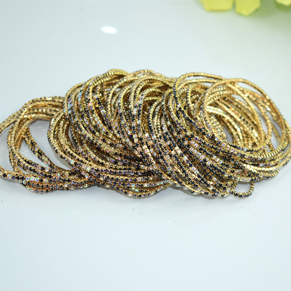 Single Row Indian Rhinestone Thin Stretch Full Bracelets