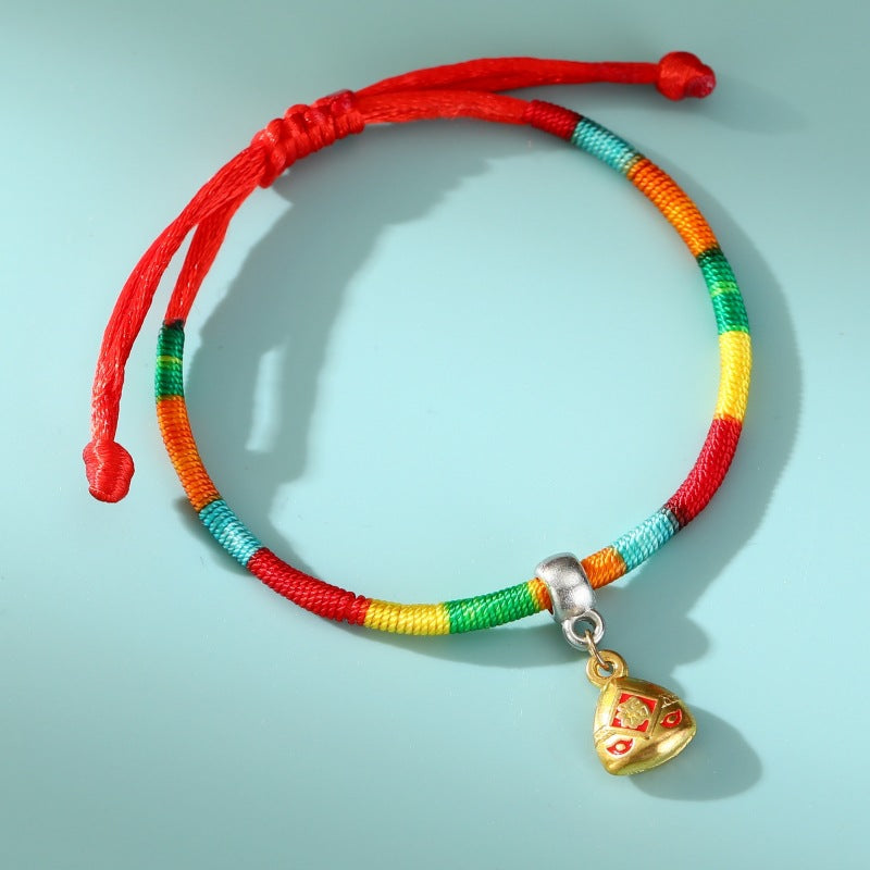 Children's Dragon Boat Festival Colorful Rope Hand-woven Alloy Small Tiger Carrying Bracelet