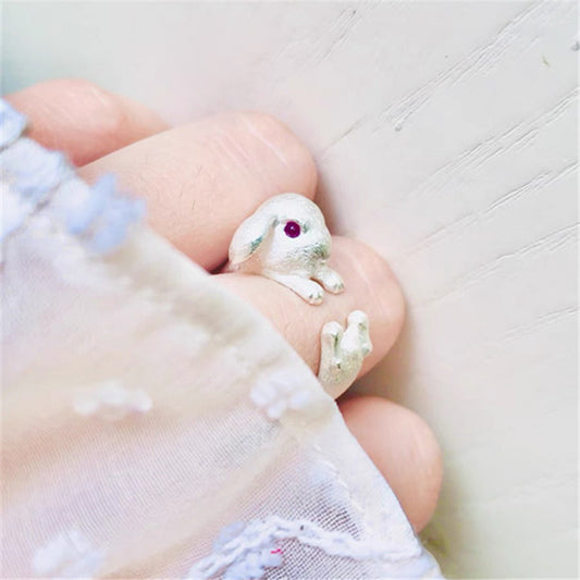 Bunny Open Female Cartoon Animal Zodiac Red Eyes Rings