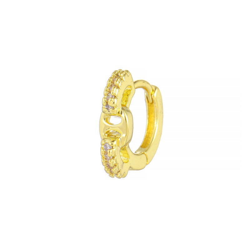 Women's Micro Inlaid Zircon Fashionable Simple Geometric Clip Personalized Hot Design Earrings