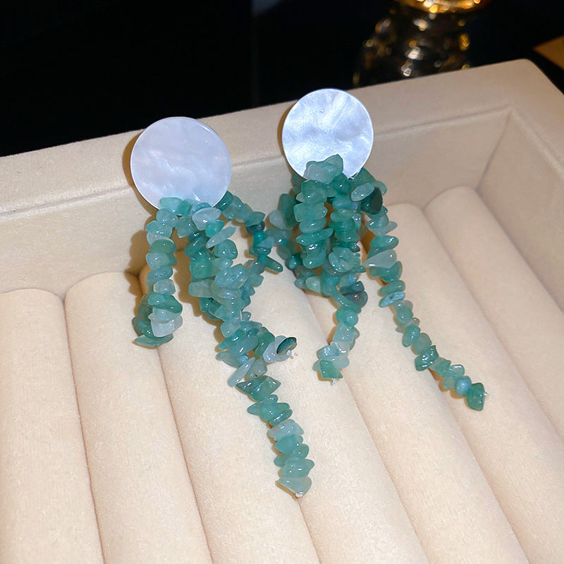 Women's Flower Shell Tassel Light Luxury High-grade Earrings