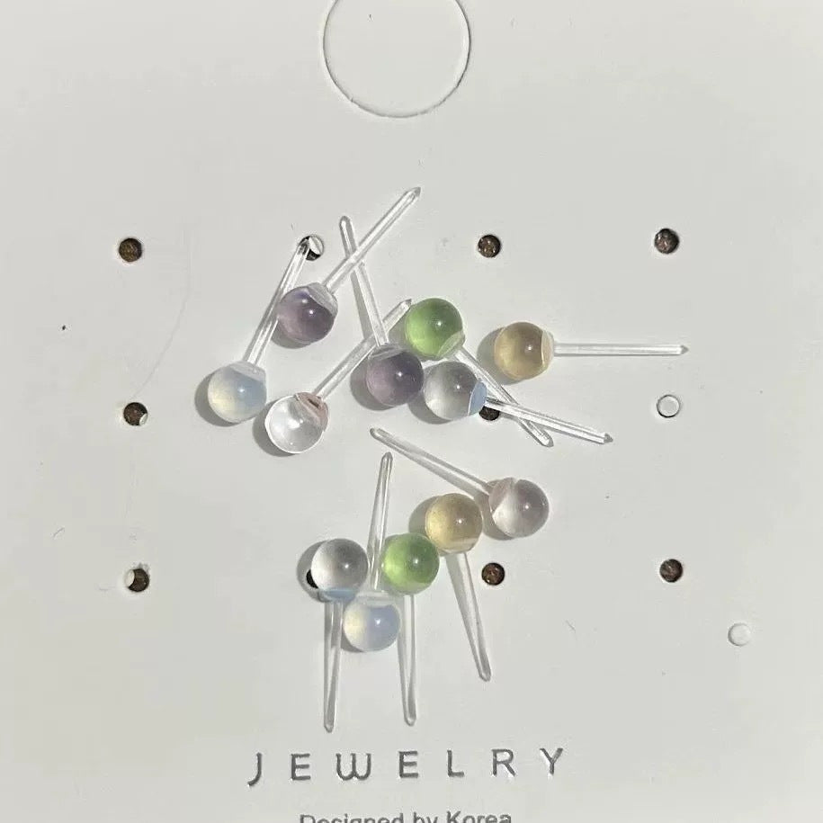 Colorful Round Beads Bean-shaped Modern Minimalism Exquisite Small Versatile Stud Earrings
