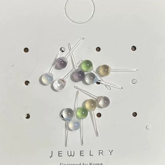 Colorful Round Beads Bean-shaped Modern Minimalism Exquisite Small Versatile Stud Earrings
