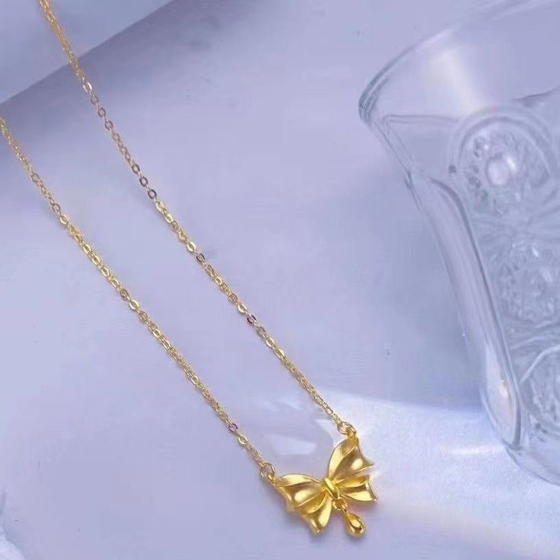 Women's Live Bow Water Drop Simple Style Necklaces