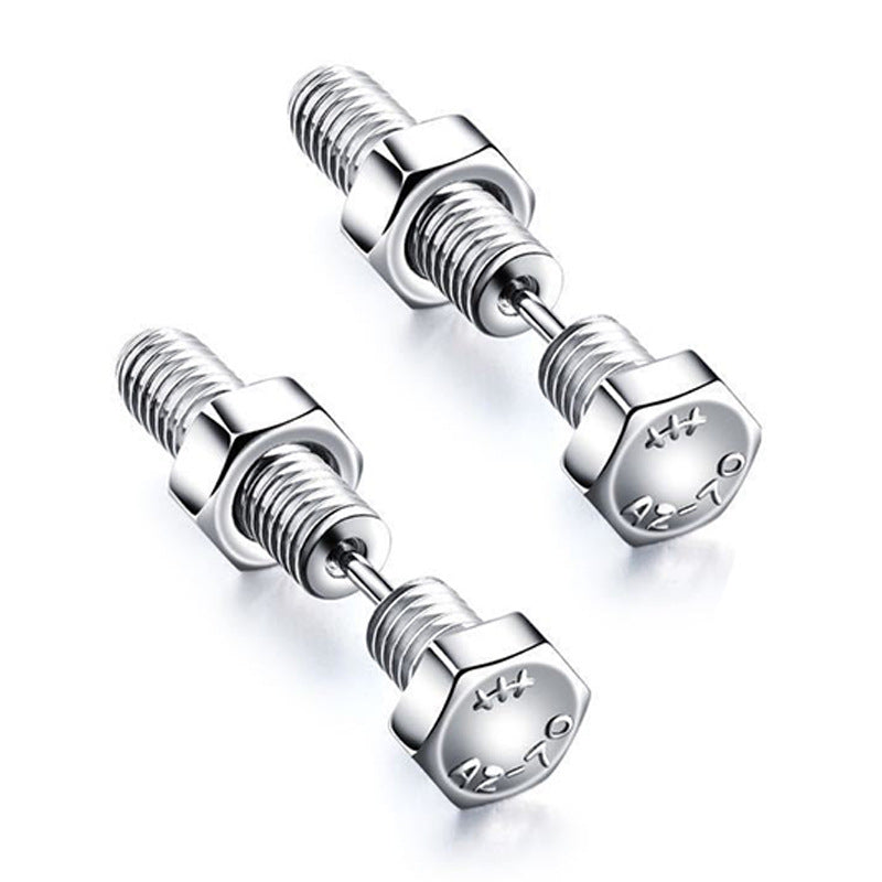 Men's Stainless Steel Screw Punk Hip Hop Stud Earrings