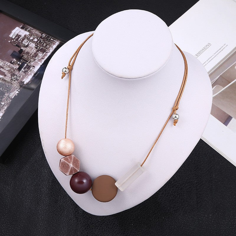 Women's Geometric Beaded Light Luxury Fashion Simple Clavicle Necklaces