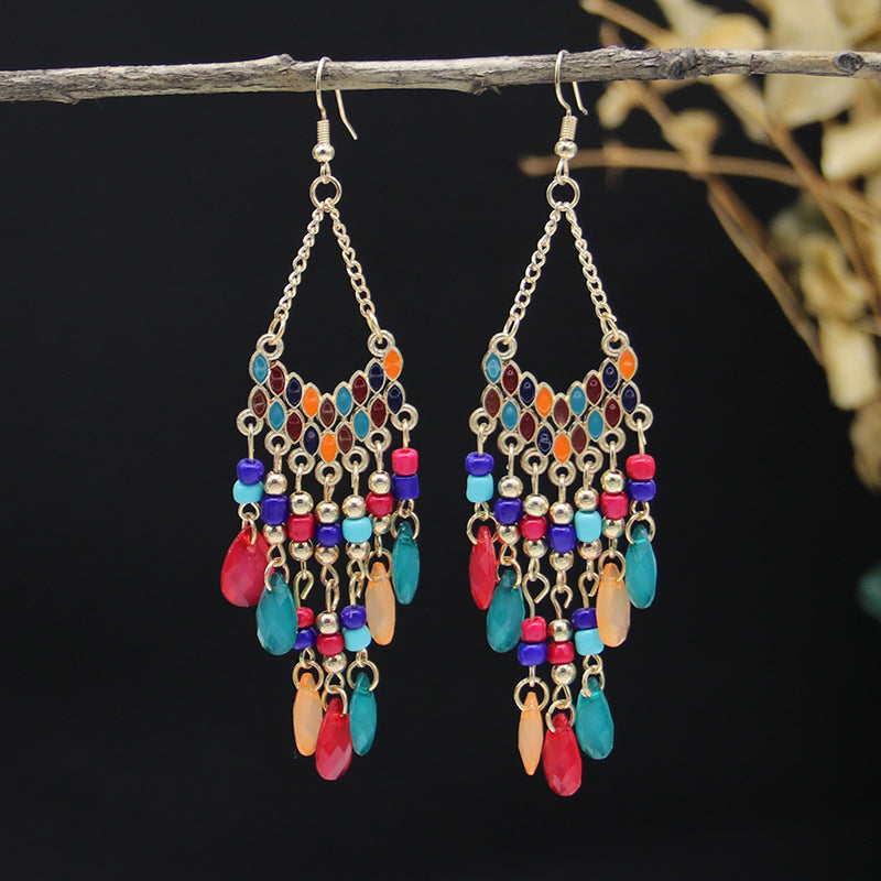 Women's Style Trendy Bohemian Retro Water Drop Temperamental Earrings