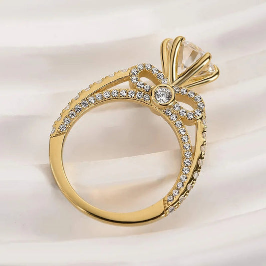 Shi Old Style Inlaid Female Bow Side Design Ring