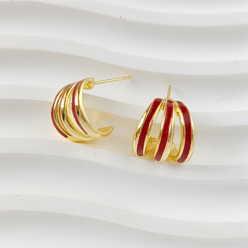 Chinese Red Elegant Retro Cheongsam Match White Earrings