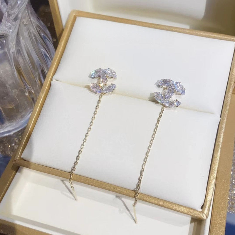 High-grade Refined Zircon Cross Shaped Female Compact Temperamental Sweet Earrings