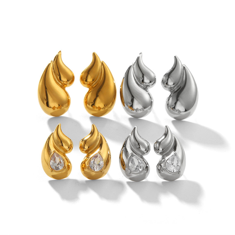 Gold-plated Titanium Steel Water Drop Ear Female Affordable Luxury Earrings