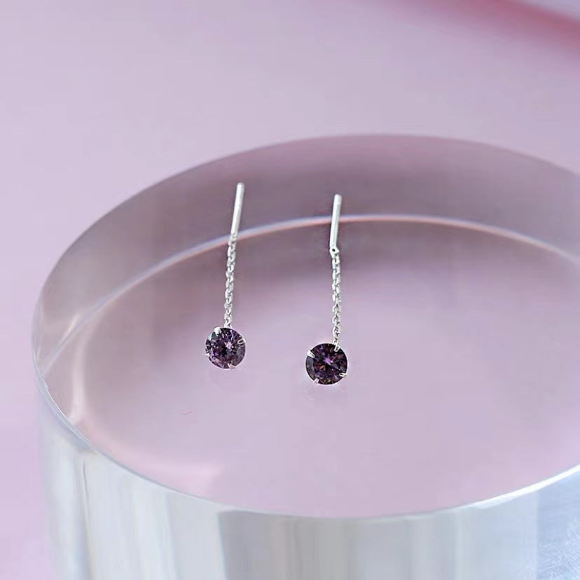 Women's Sterling Sier Simple Temperamental Inlaid With Diamond Eardrops Ear Line