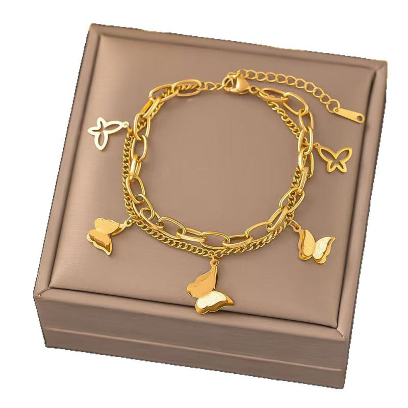 Titanium Steel Female Gold Fashion Light Luxury High Bracelets