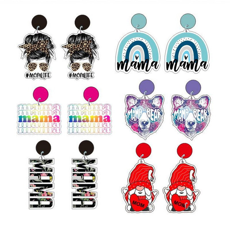Holiday Mother's Day Acrylic Mother Rainbow Earrings