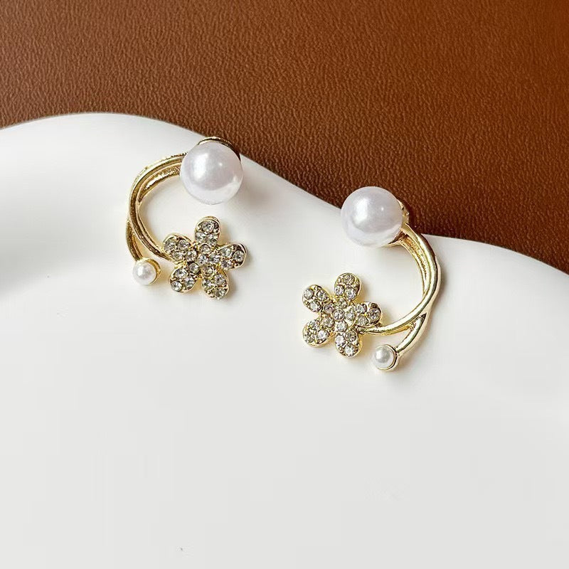 Diamond Flower Niche Temperamental Personalized Advanced Design Stud Earrings