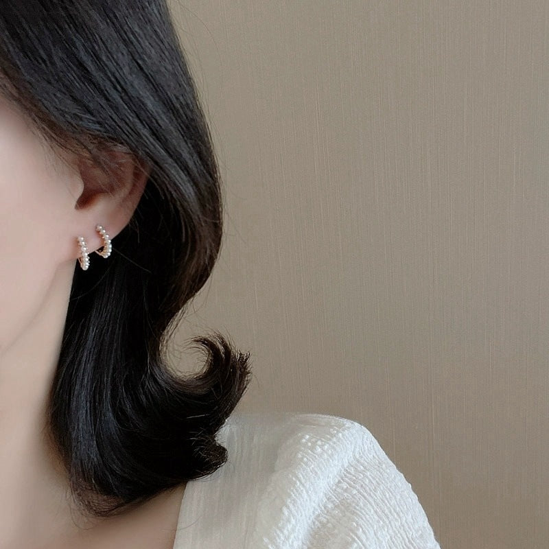 Women's Simple Compact Imitation Pearl Clip Fashionable Refined Grace High-grade Rings