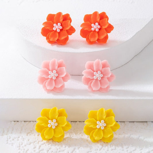 Simple Versatile Beautiful Flowers Fresh Temperament Three-dimensional Earrings
