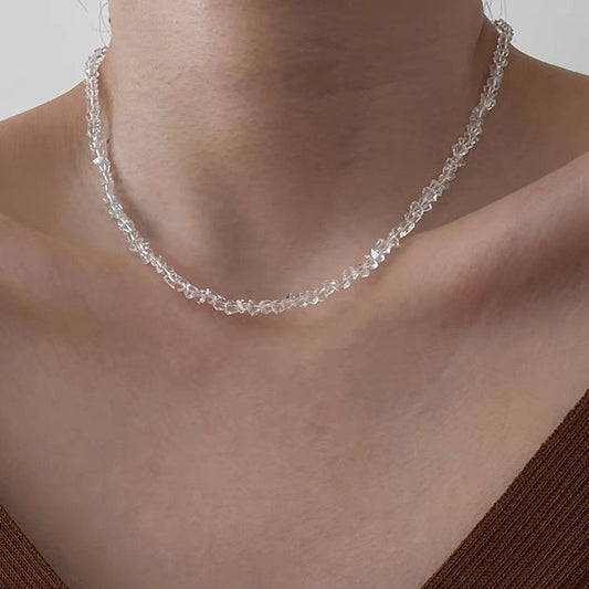 Women's Super Fairy Style Light Luxury Glass Crystal Niche Clavicle Necklace