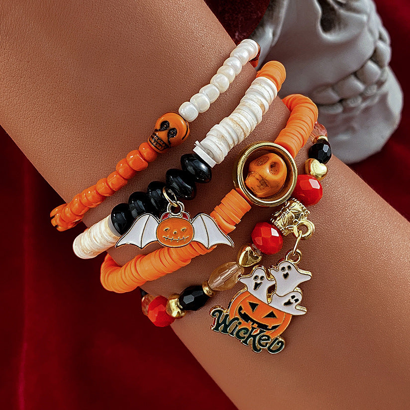 Halloween Bat Pumpkin Spider Lifting Artificial Crystal Bracelets