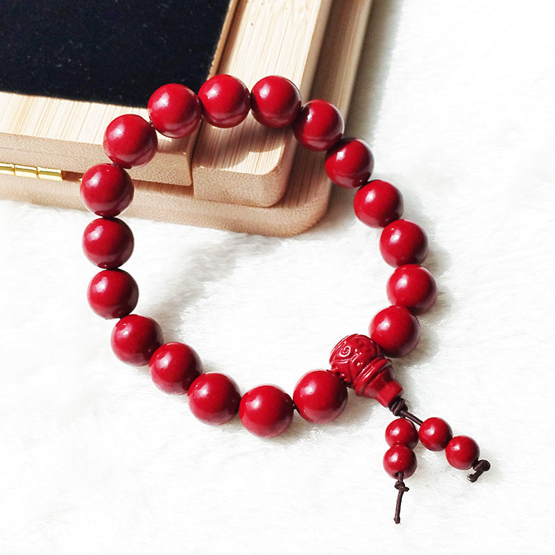 Women's Cinnabar Life Red Rope Beaded Money Drawing Pi Bracelet