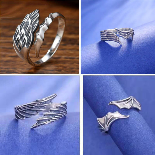 Angels Demons Wings Niche Vintage Open Rings