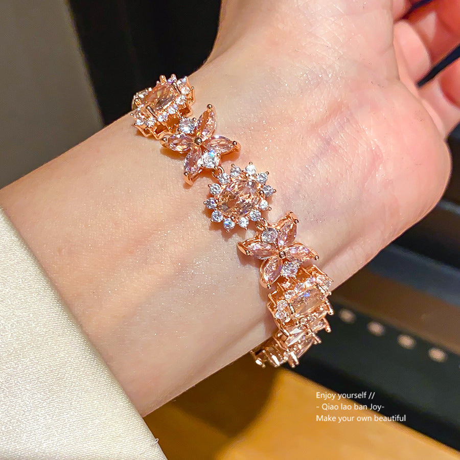 Women's Zircon Oval Flower Unique Design Simple Fashion Exquisite Light Luxury Bracelet