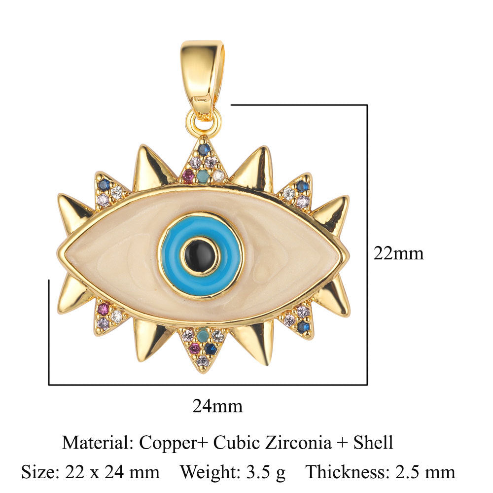 Rose Copper Zircon Crown Love Eyes Pendants